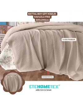 ETEHOMETEX HAVUZLU PİKE ÇİFT KİŞİLİK 220X240CM BEJ 8696474231656